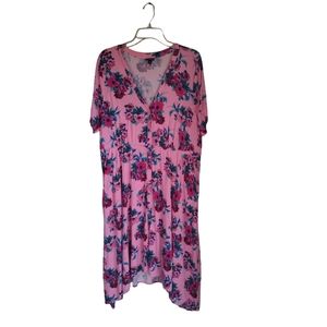 Torrid  Floral Shark Bite Hem Button Front Midi Dress Plus Size 2